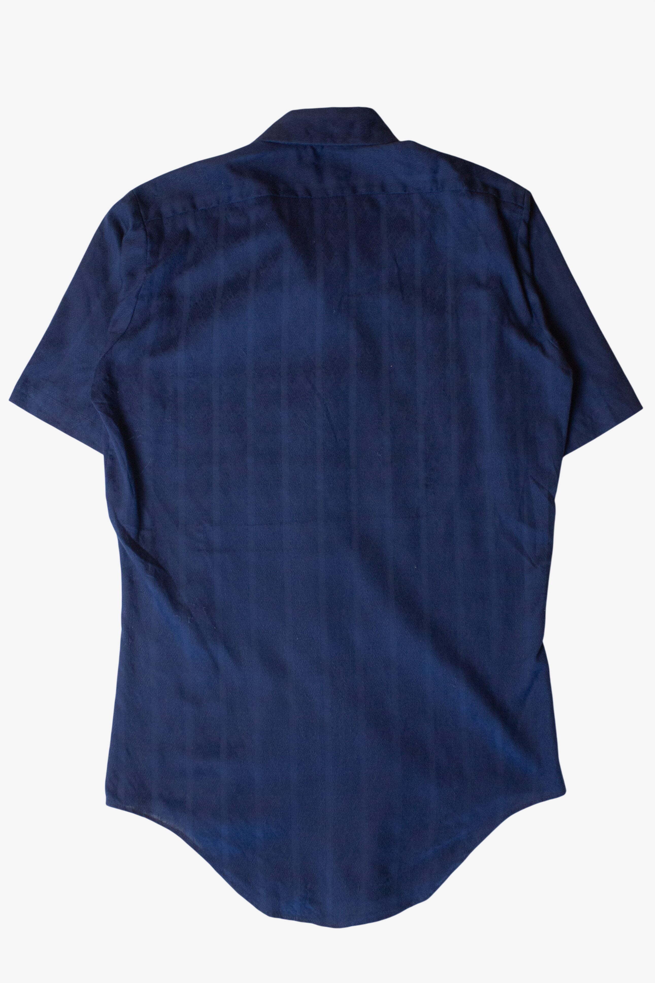 Vintage Navy Blue Short Sleeve Button Up Shirt (1960s)