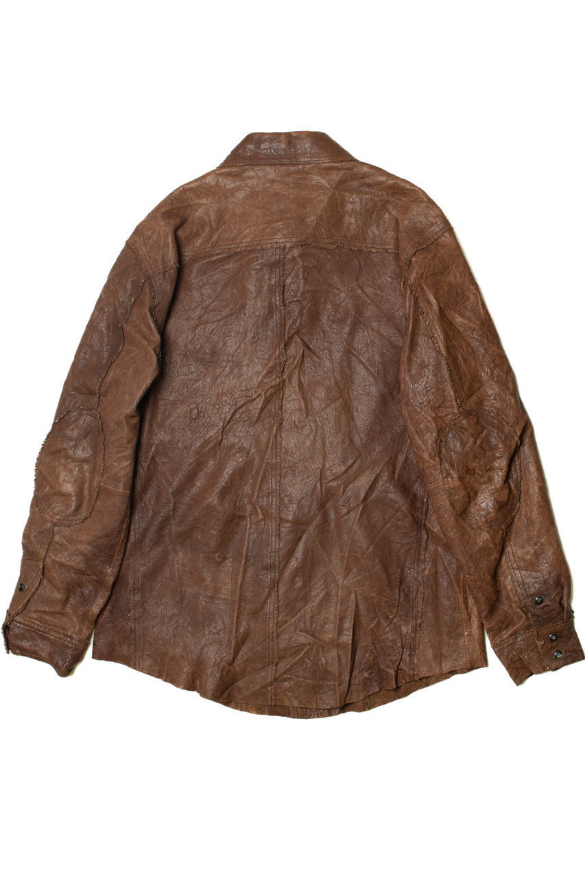 Vintage Distressed Edge Murano Sport Leather Shirt