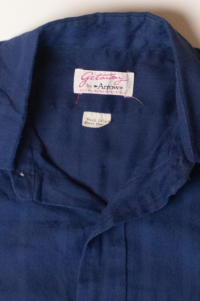 Vintage Navy Blue Short Sleeve Button Up Shirt (1960s)