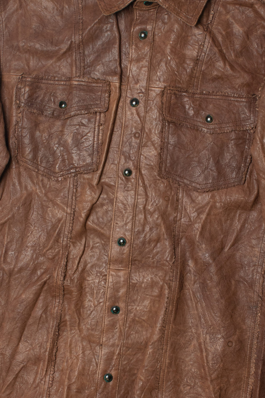 Vintage Distressed Edge Murano Sport Leather Shirt