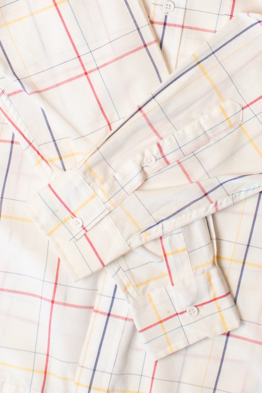 Vintage White Plaid Button Up Shirt (1980s)