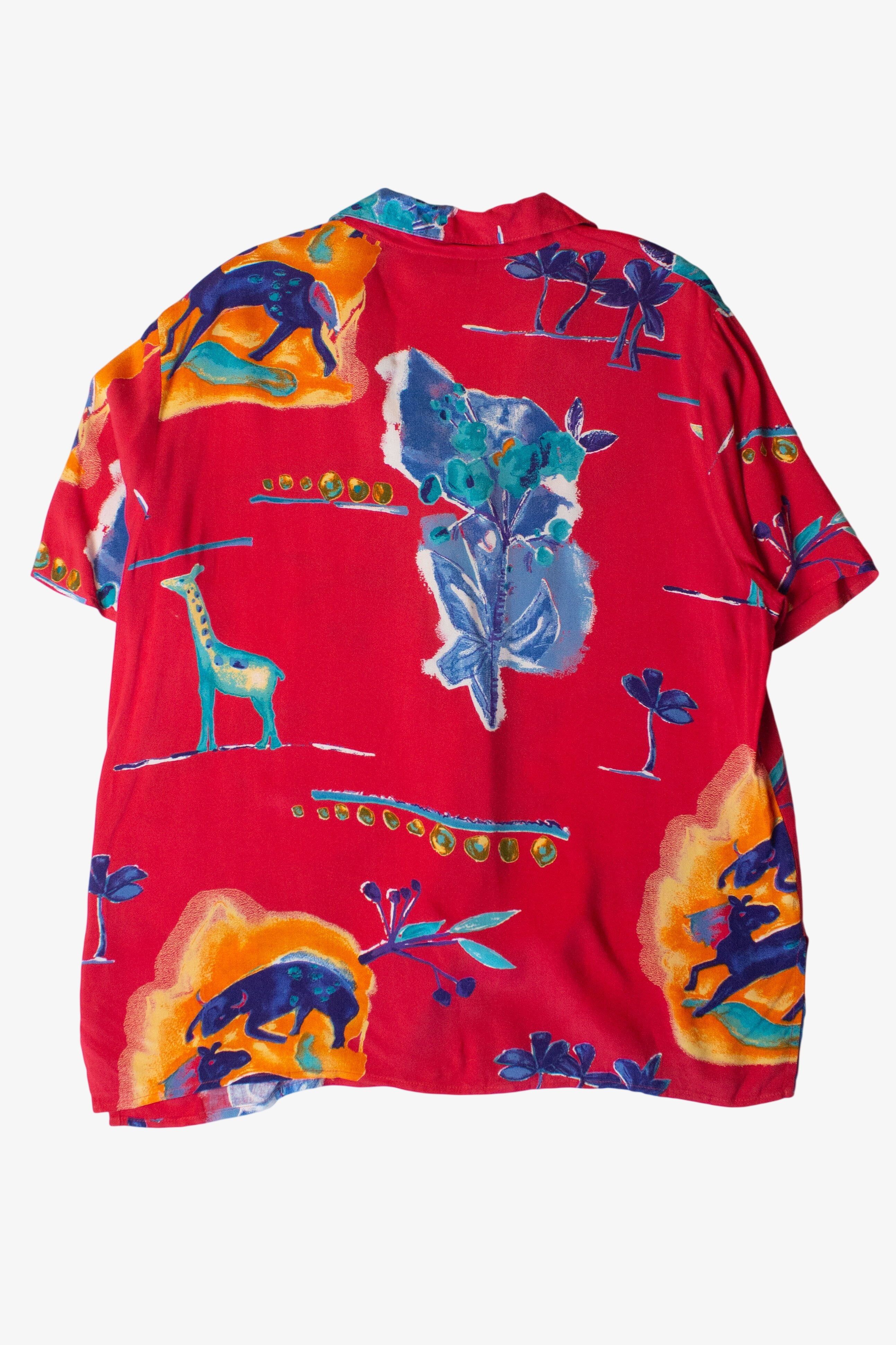 Vintage Watercolor Animals Button Up Shirt (1990s)