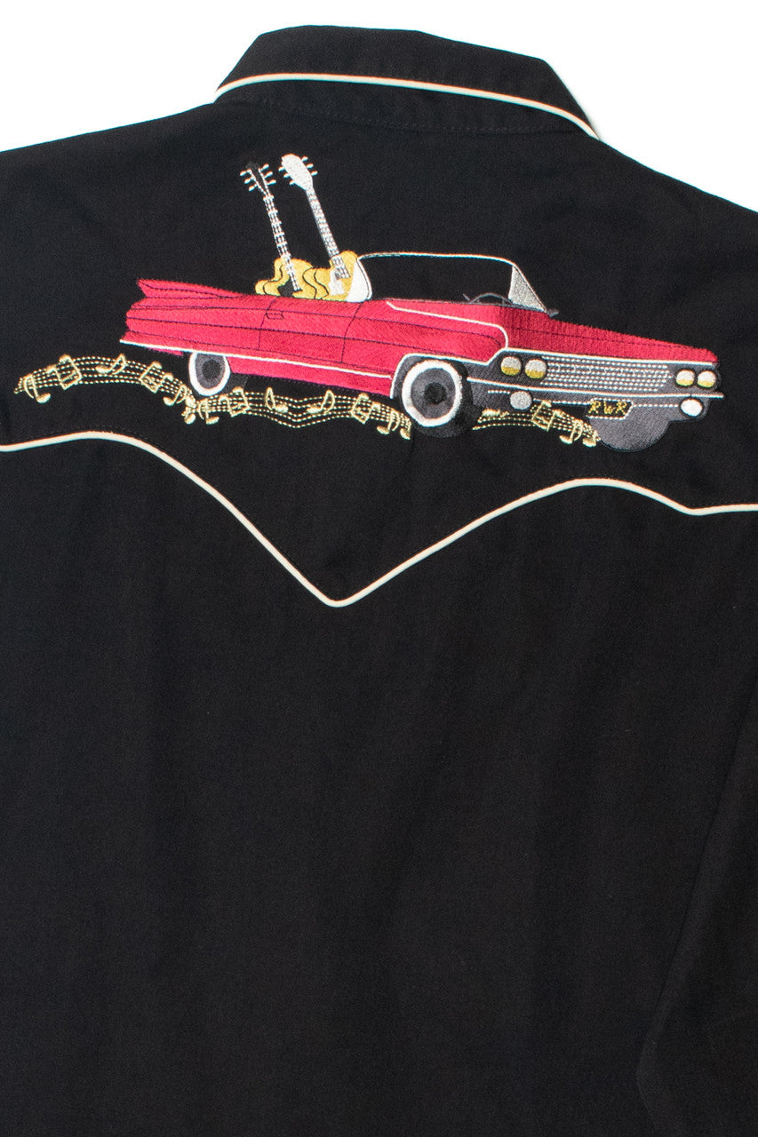 Scully Embroidered Guitar & Cadillac Pearl Snap Button Up Shirt