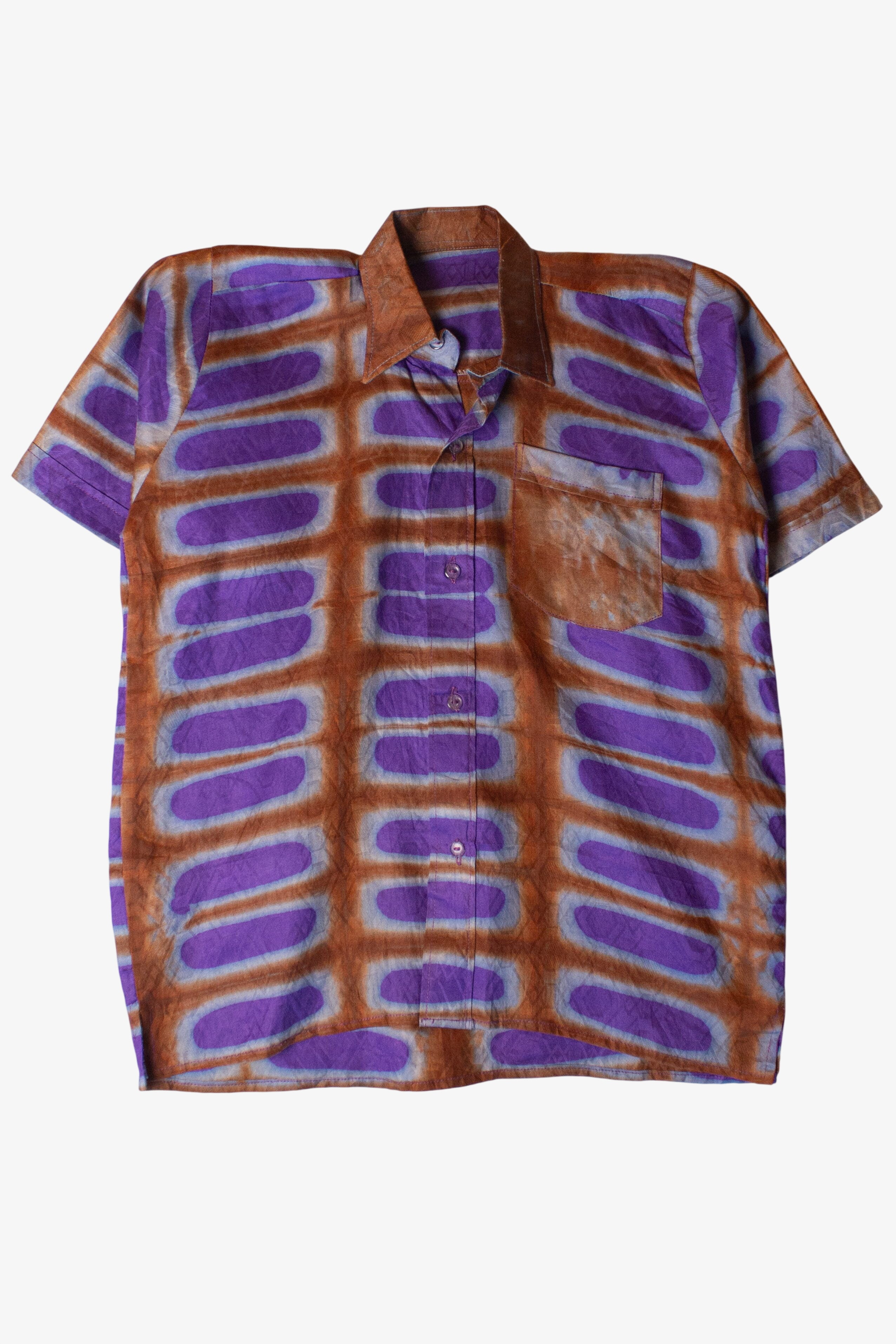 Vintage Purple & Brown Button Up Shirt (1980s)