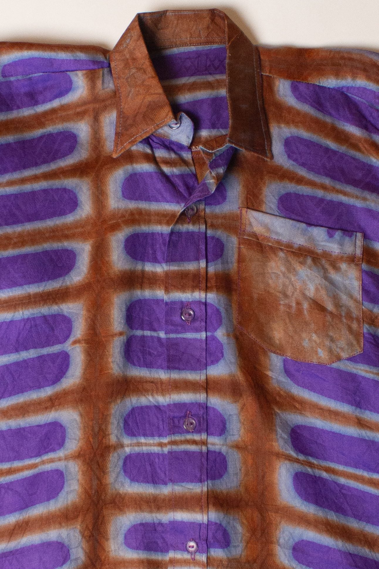 Vintage Purple & Brown Button Up Shirt (1980s)