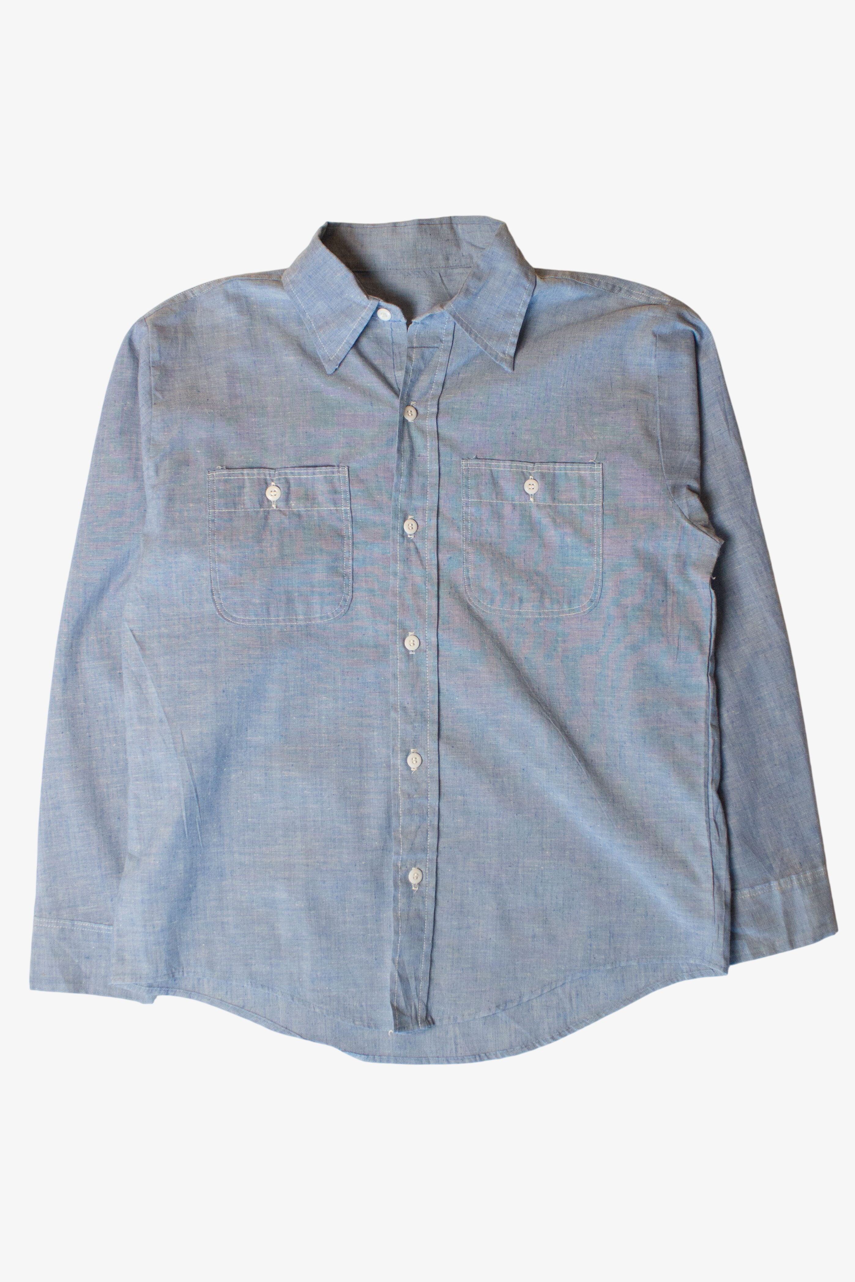 Vintage Blue Chambray Button Up Shirt (1980s)