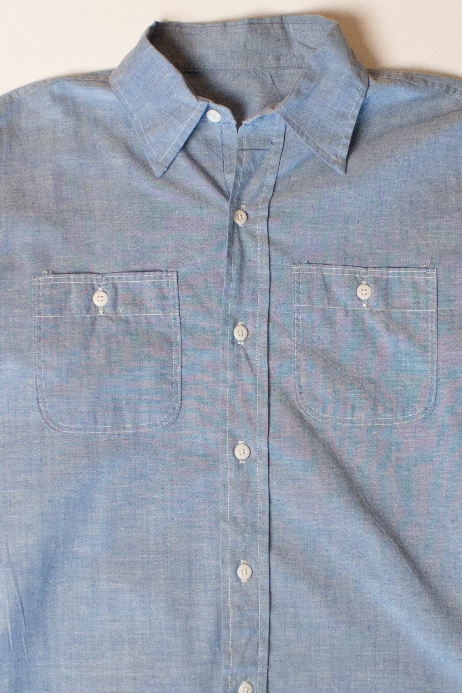 Vintage Blue Chambray Button Up Shirt (1980s)