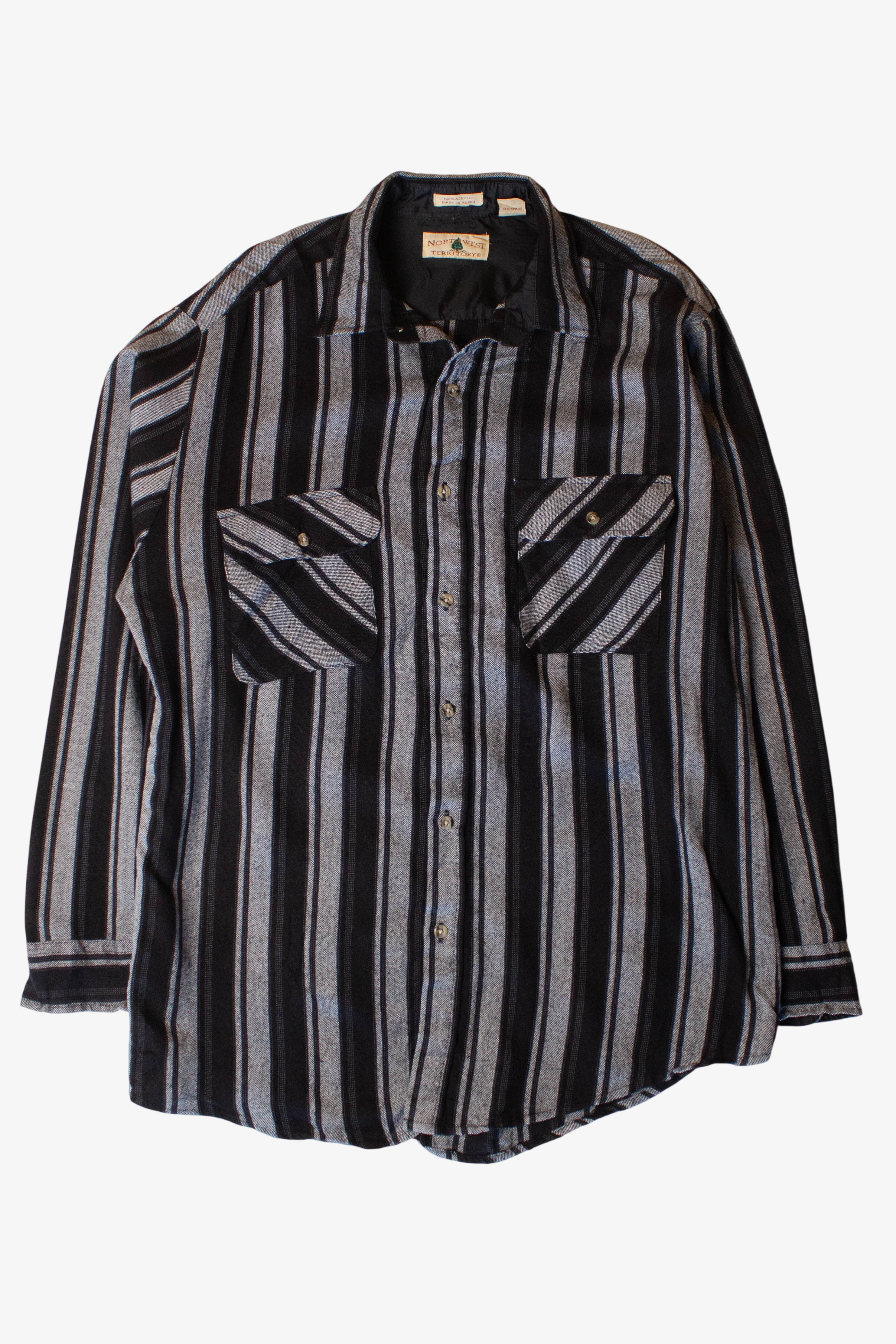 Vintage Black Striped Button Up Shirt (1990s)
