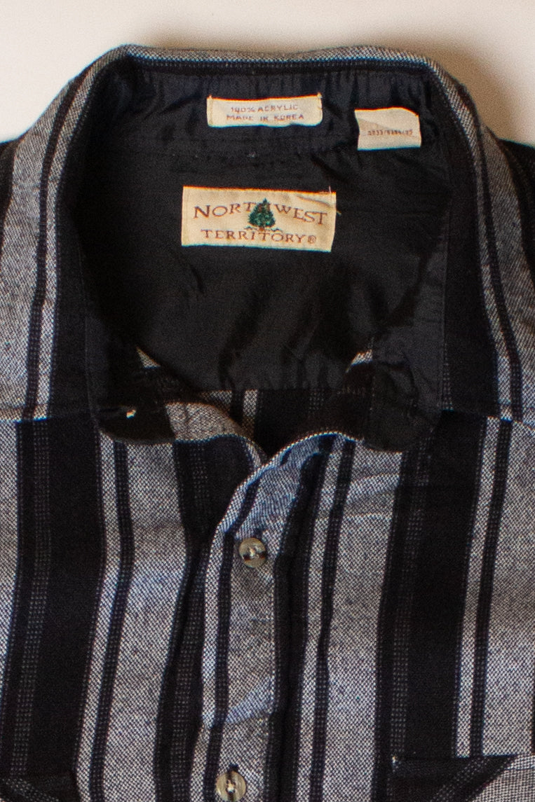 Vintage Black Striped Button Up Shirt (1990s)