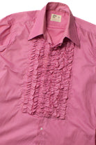 Vintage Pink Ruffled Tuxedo Button Up Shirt (1970s)