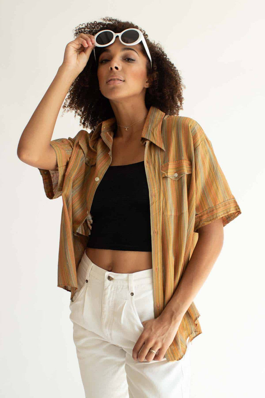 Olive Multicolor Button Up Shirt