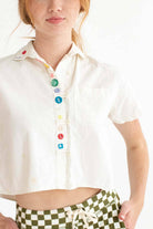 Vintage Multi Button Cropped Blouse