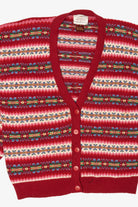 Vintage Red Susan Bristol Fair Isle Cardigan Sweater (1990s)