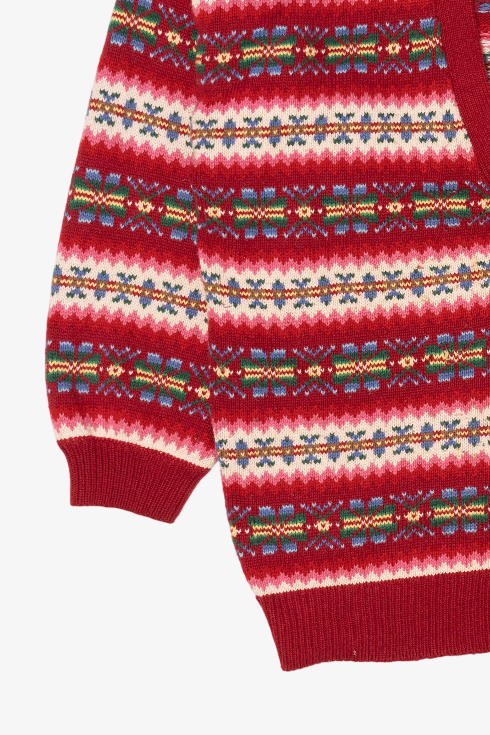 Vintage Red Susan Bristol Fair Isle Cardigan Sweater (1990s)