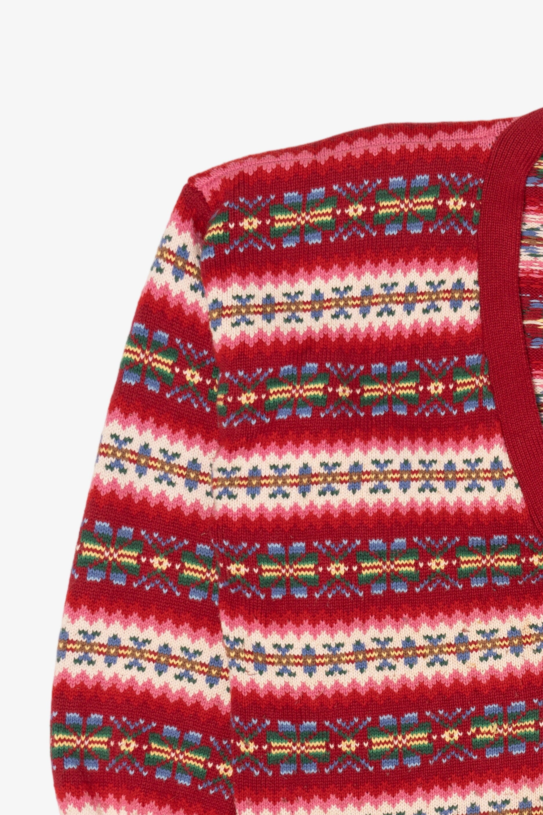 Vintage Red Susan Bristol Fair Isle Cardigan Sweater (1990s)
