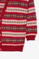 Vintage Red Susan Bristol Fair Isle Cardigan Sweater (1990s)