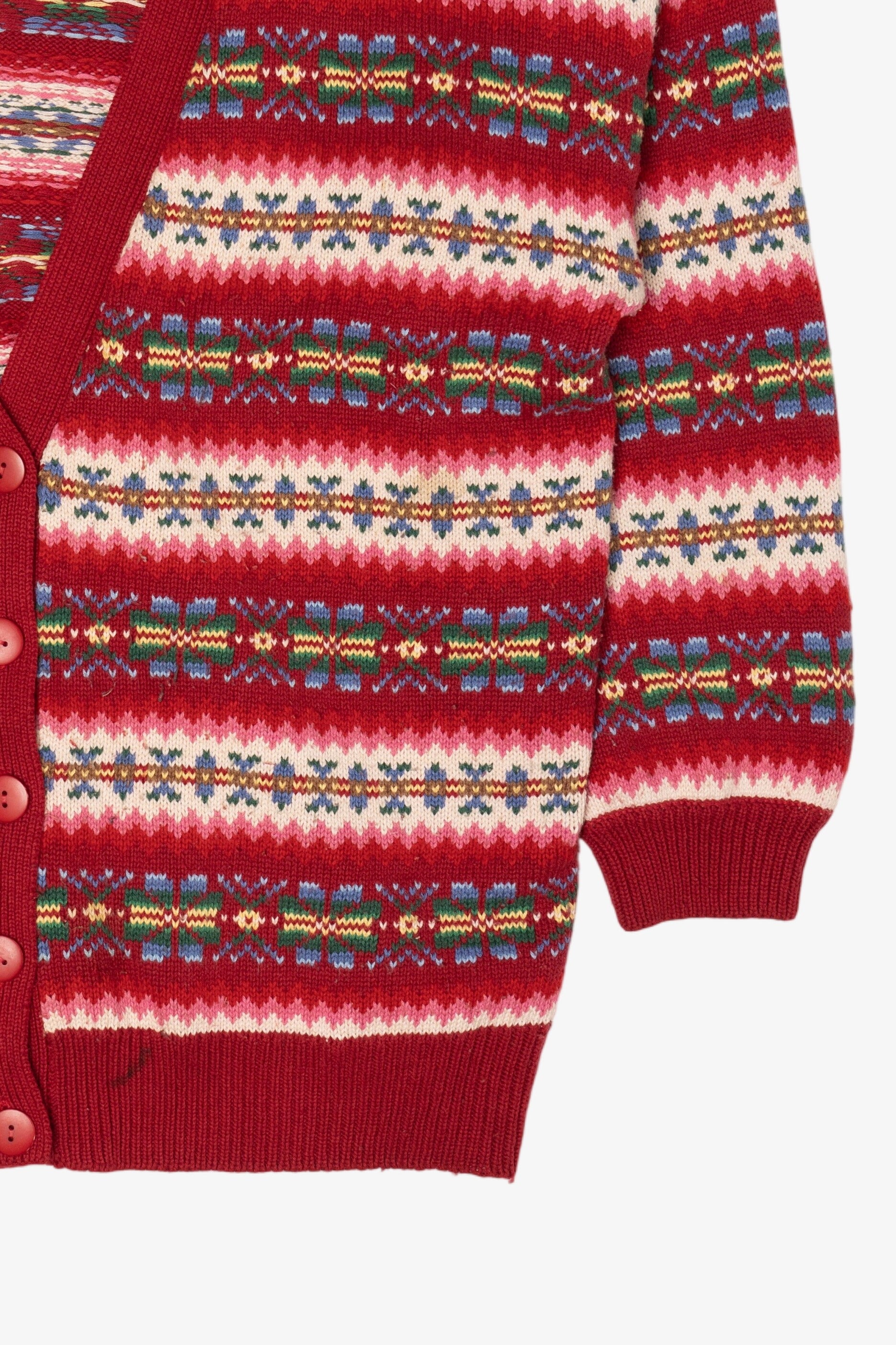 Vintage Red Susan Bristol Fair Isle Cardigan Sweater (1990s)
