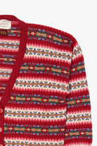 Vintage Red Susan Bristol Fair Isle Cardigan Sweater (1990s)