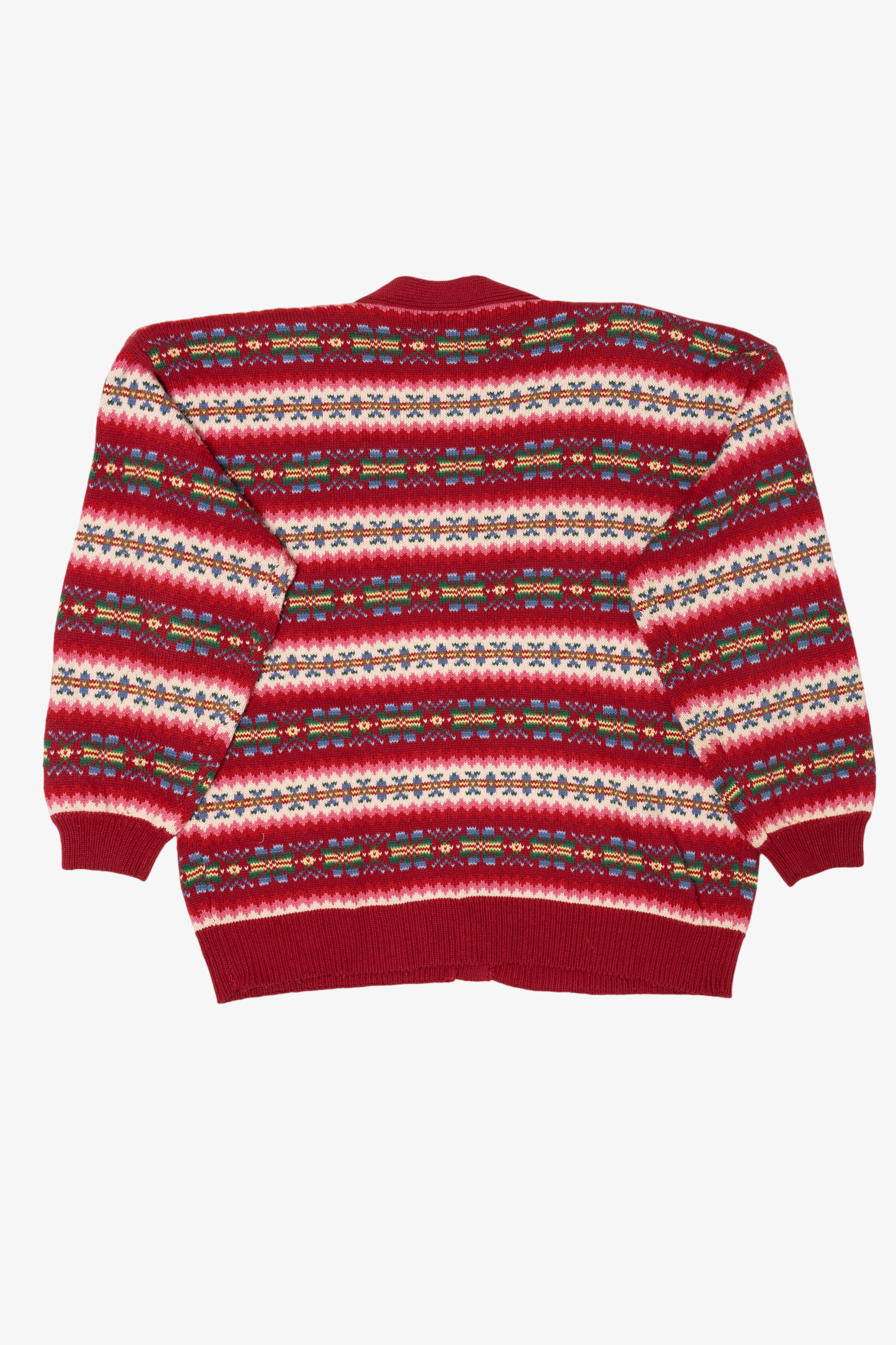 Vintage Red Susan Bristol Fair Isle Cardigan Sweater (1990s)