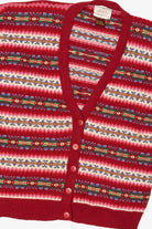 Vintage Red Susan Bristol Fair Isle Cardigan Sweater (1990s)