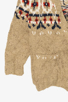 Vintage Hand Knit Beige Lizwear Cardigan Sweater (1990s)