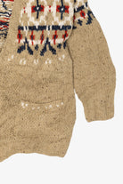 Vintage Hand Knit Beige Lizwear Cardigan Sweater (1990s)
