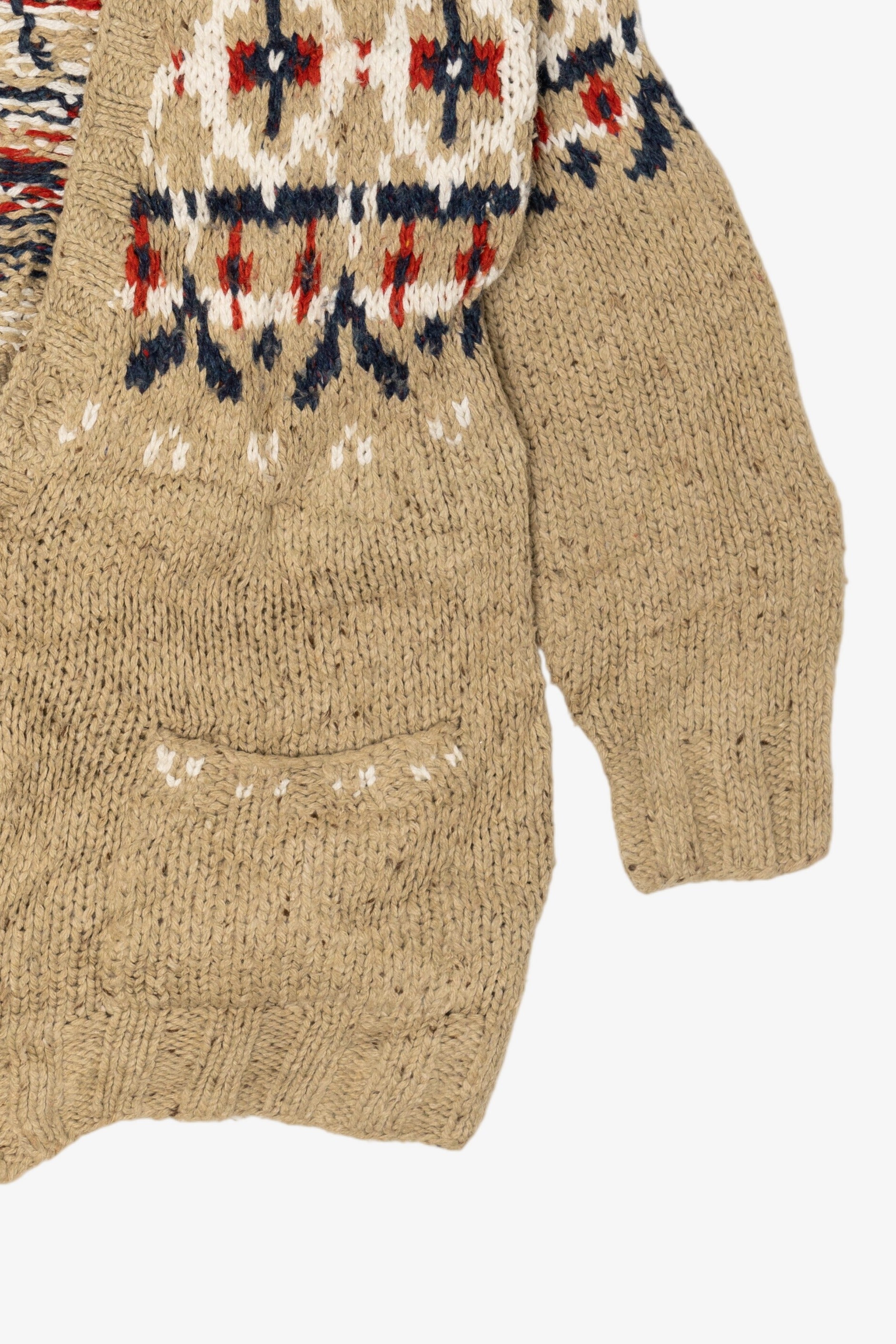 Vintage Hand Knit Beige Lizwear Cardigan Sweater (1990s)