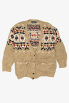 Vintage Hand Knit Beige Lizwear Cardigan Sweater (1990s)