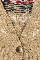 Vintage Hand Knit Beige Lizwear Cardigan Sweater (1990s)