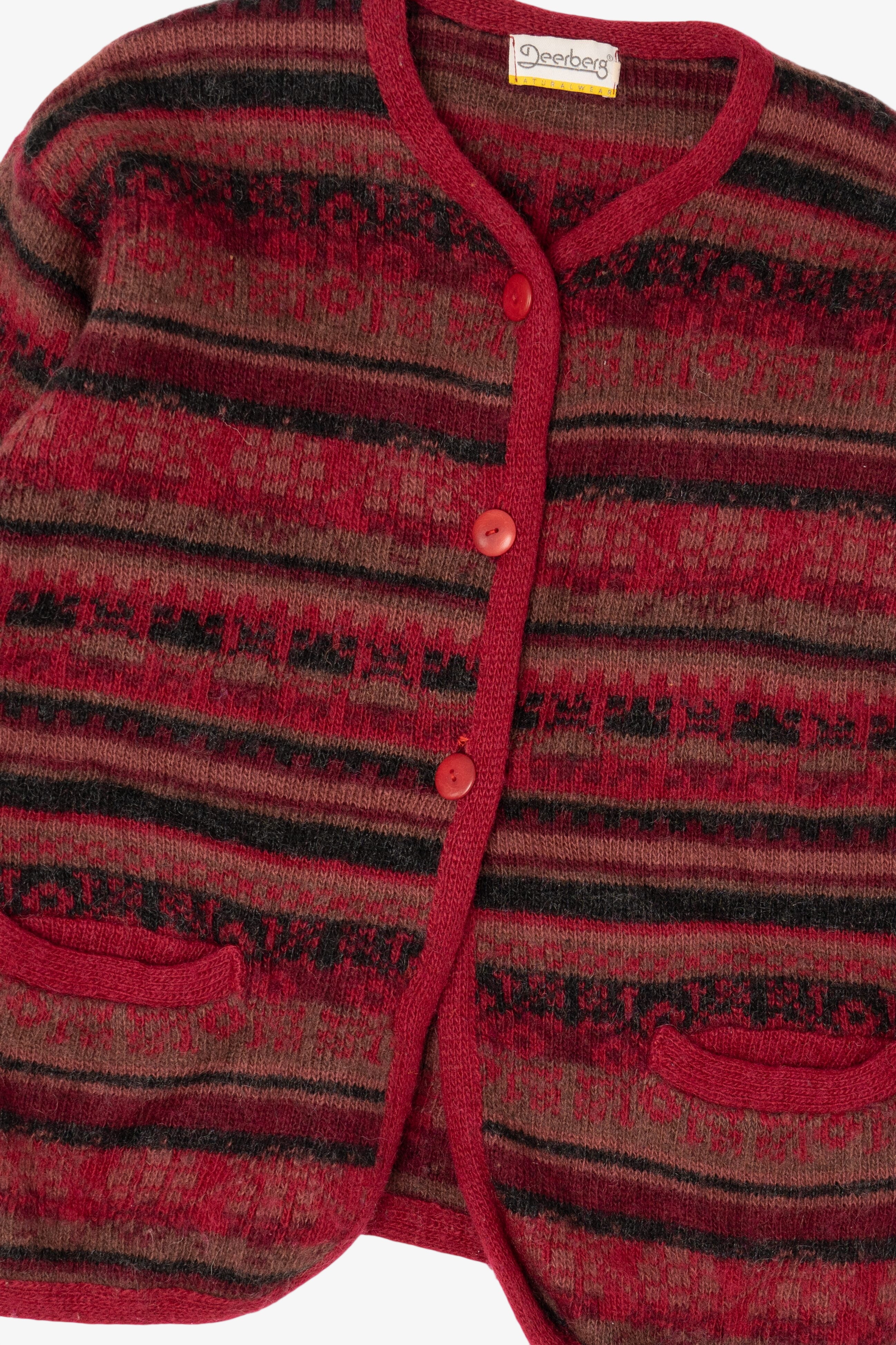 Vintage Red Deerberg Cardigan Sweater (1990s)