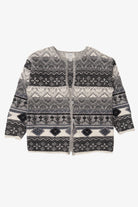 Vintage Hand Embroidered Gray Northern Isles Cardigan Sweater (1990s)