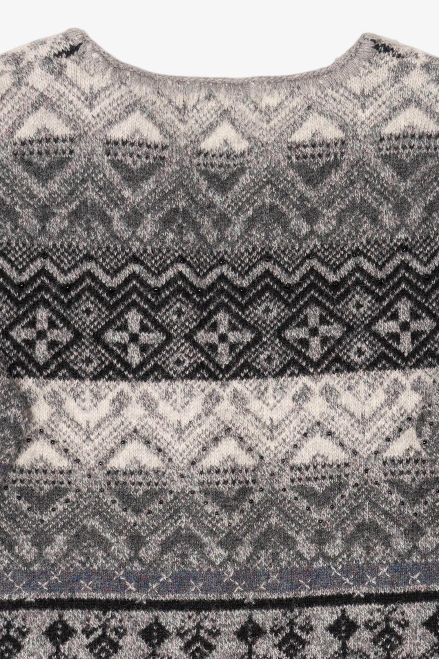 Vintage Hand Embroidered Gray Northern Isles Cardigan Sweater (1990s)