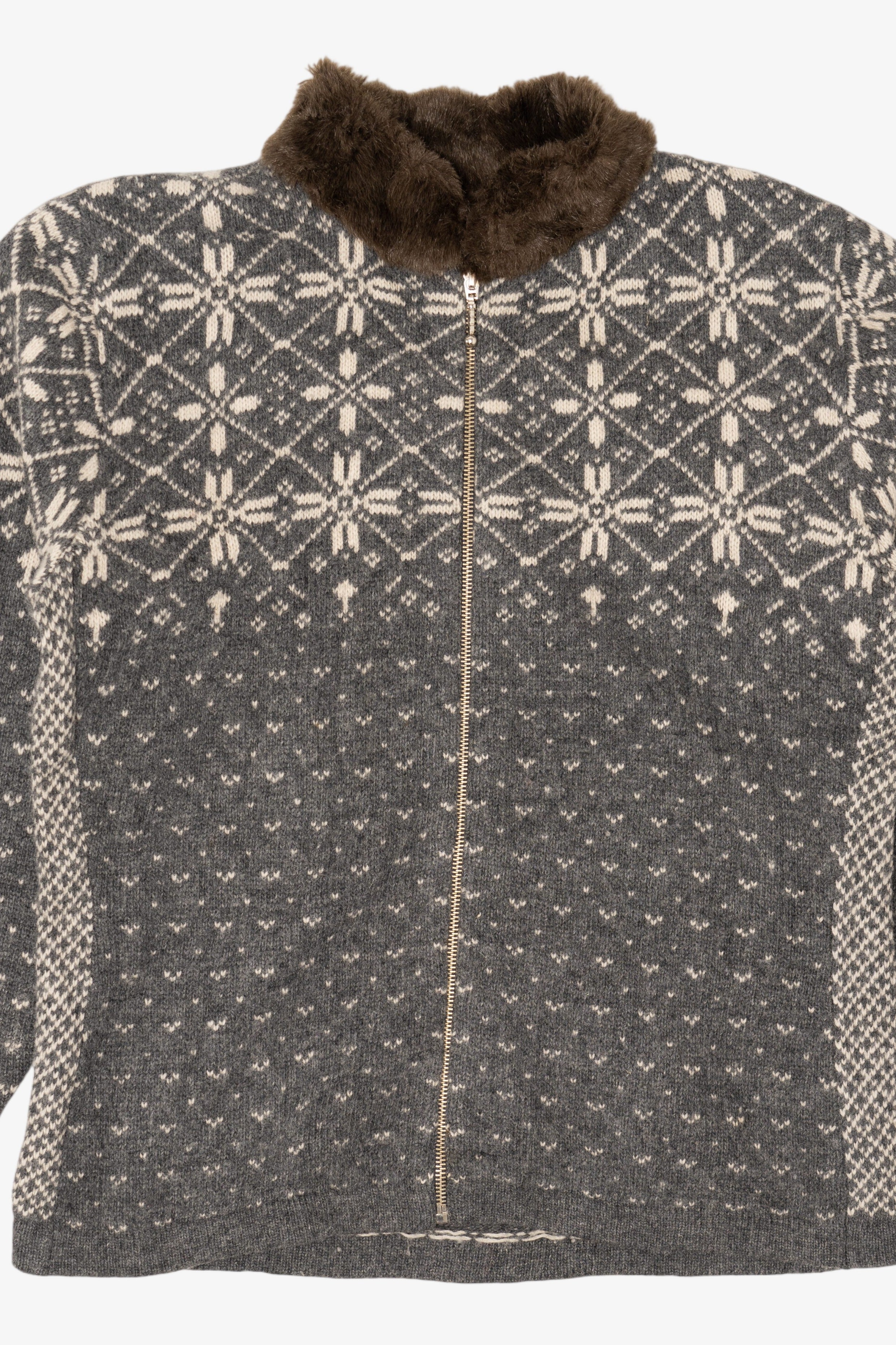 Vintage Dark Gray Maurices Fair Isle Cardigan (1990s)