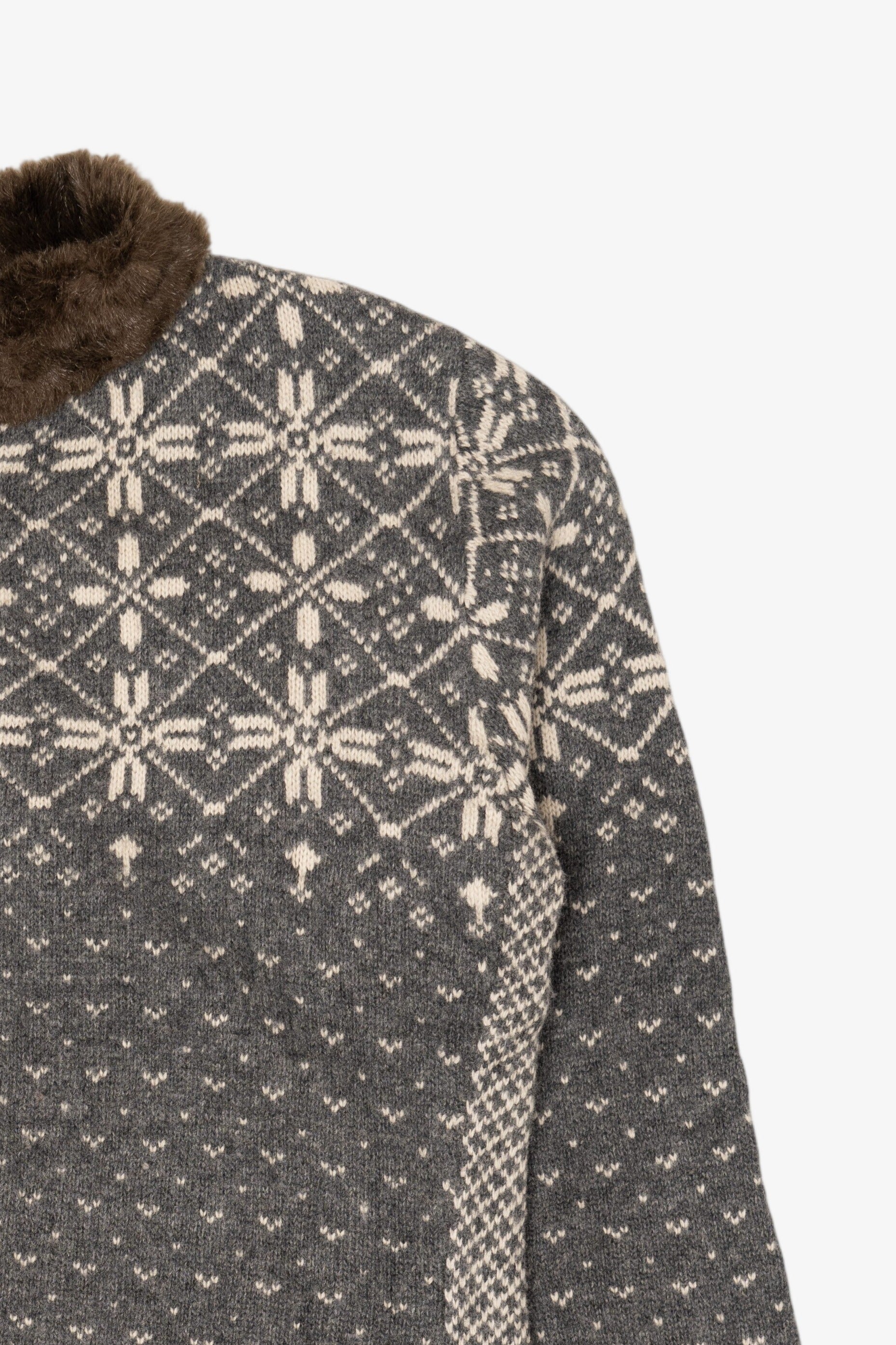 Vintage Dark Gray Maurices Fair Isle Cardigan (1990s)