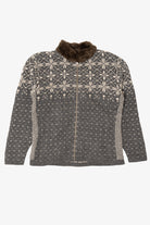 Vintage Dark Gray Maurices Fair Isle Cardigan (1990s)