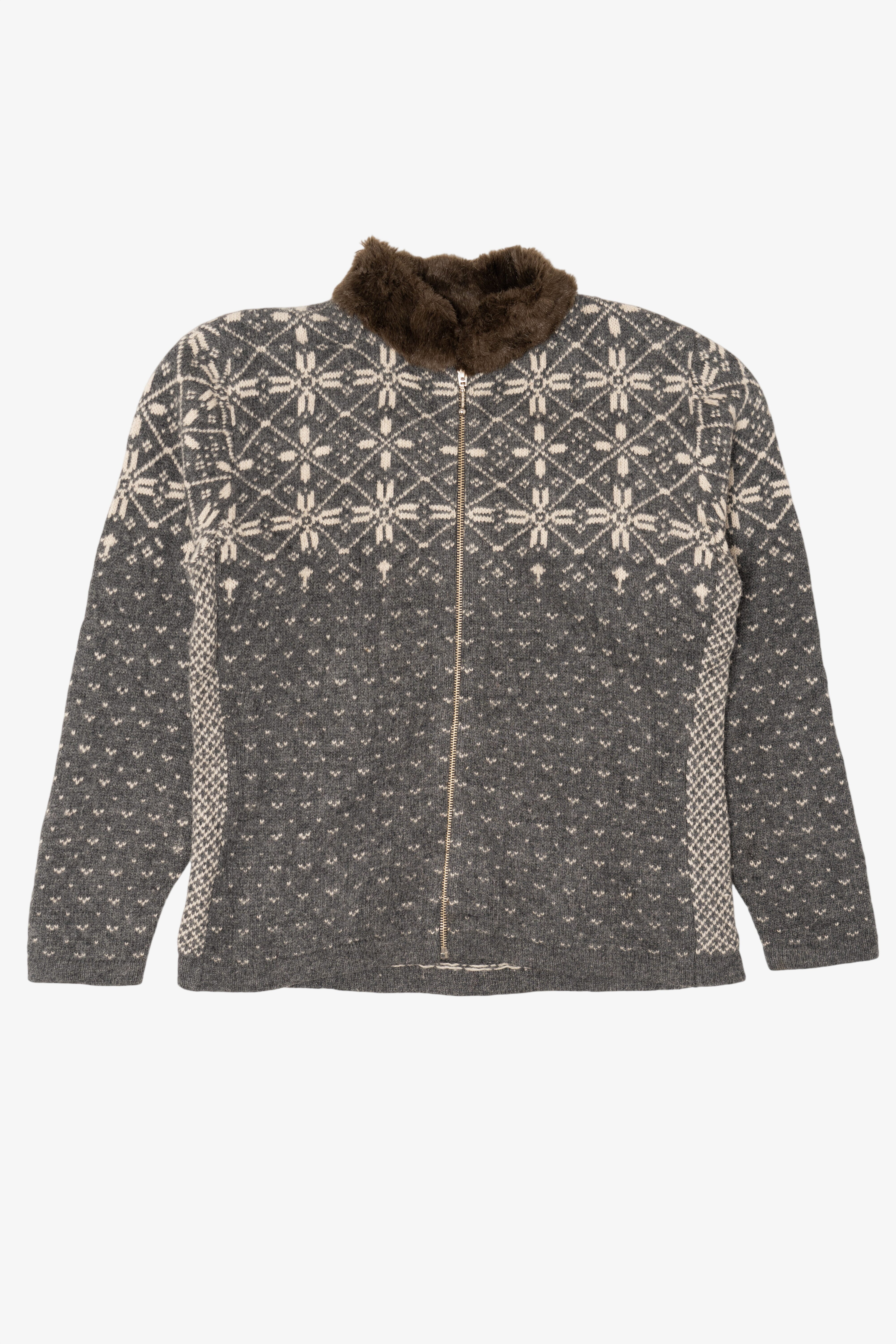 Vintage Dark Gray Maurices Fair Isle Cardigan (1990s)