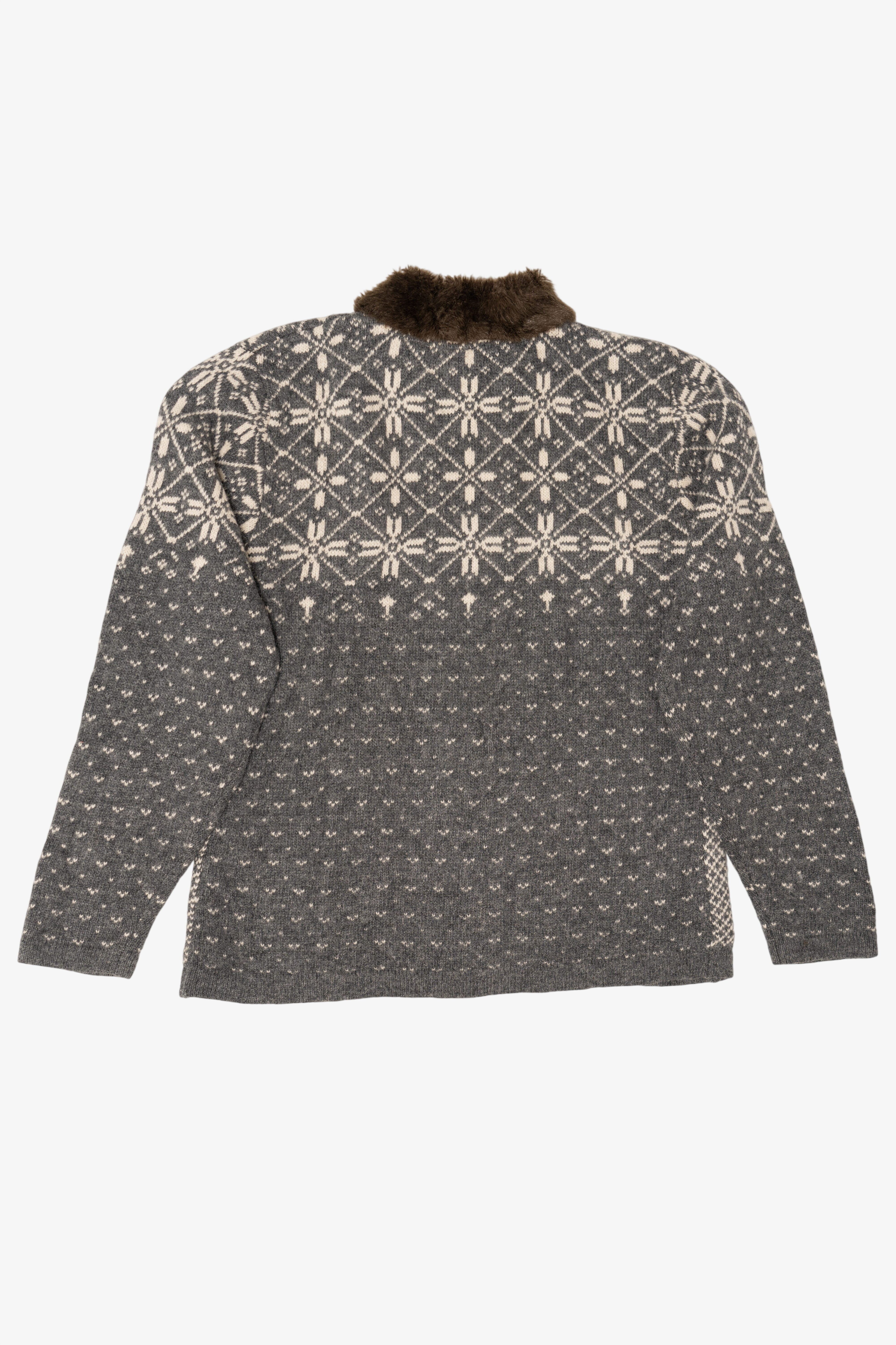 Vintage Dark Gray Maurices Fair Isle Cardigan (1990s)