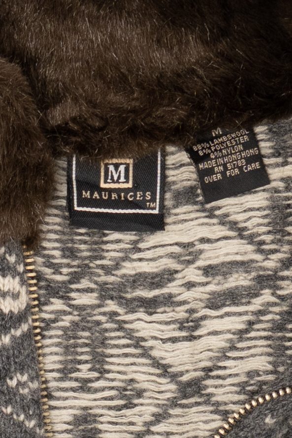 Vintage Dark Gray Maurices Fair Isle Cardigan (1990s)