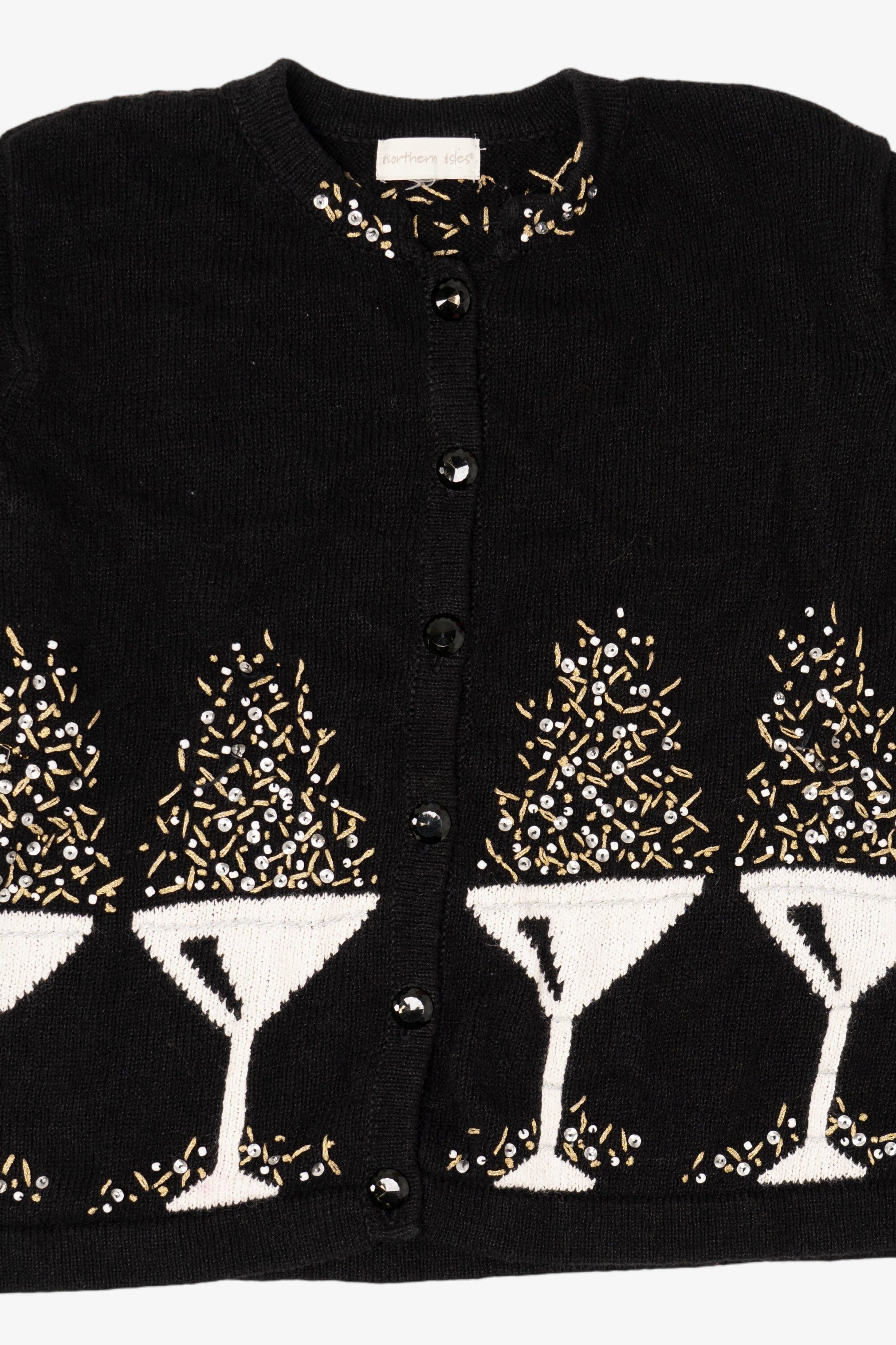 Vintage Black Northern Isles Martini Glasses Sweater (1990s)