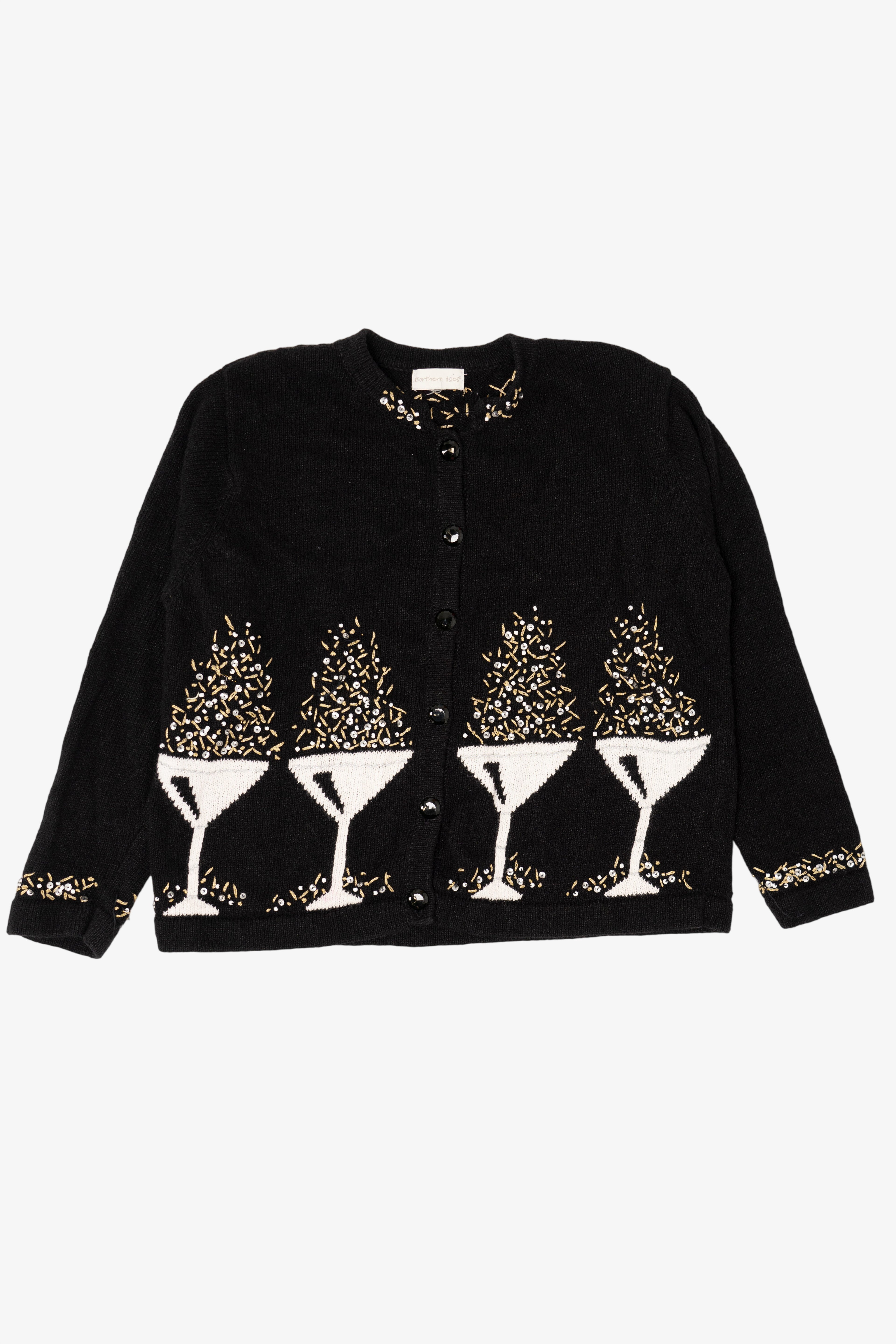 Vintage Black Northern Isles Martini Glasses Sweater (1990s)