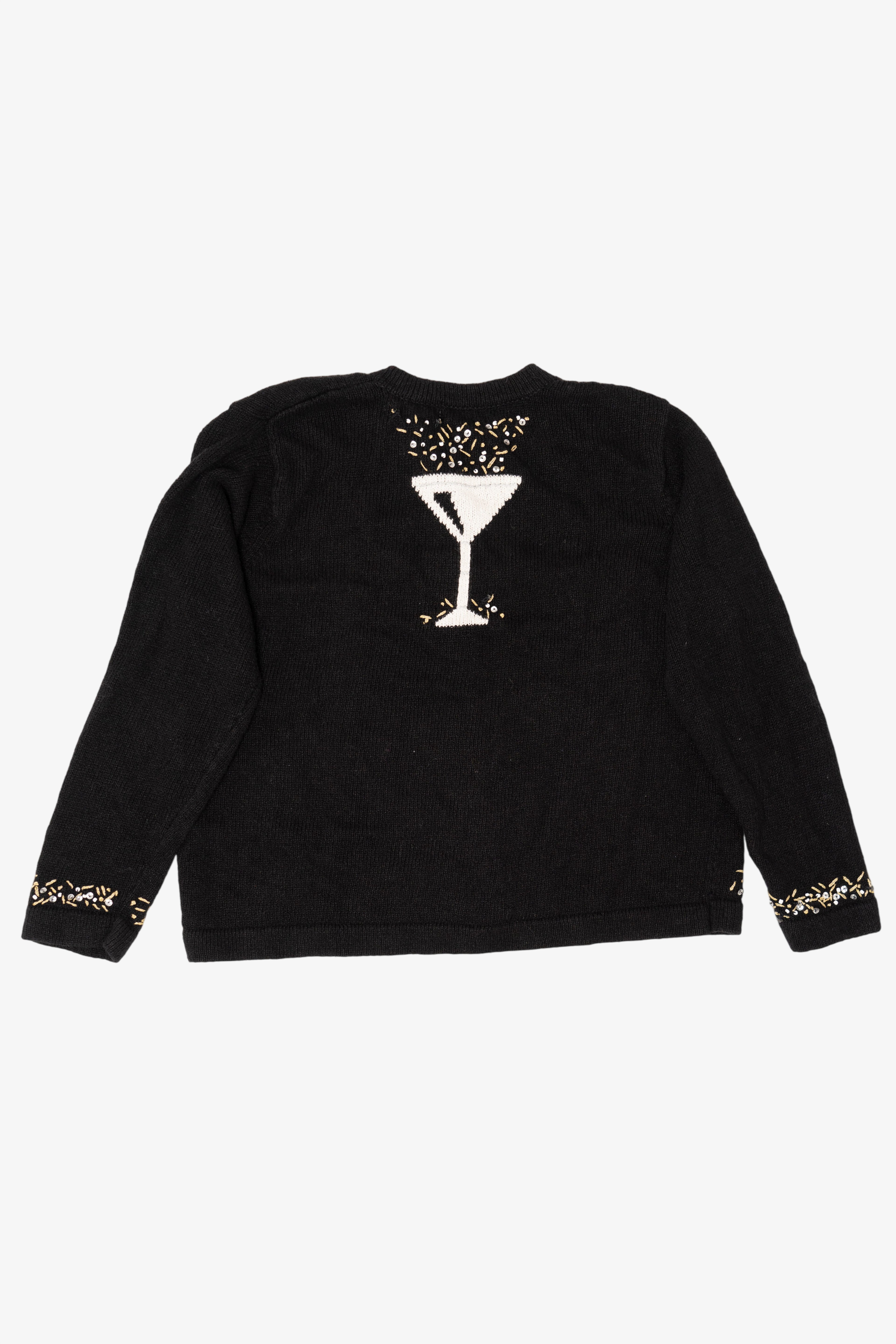 Vintage Black Northern Isles Martini Glasses Sweater (1990s)