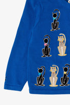 Vintage Blue Berek Cats Cardigan Sweater (1990s)
