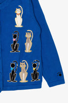 Vintage Blue Berek Cats Cardigan Sweater (1990s)