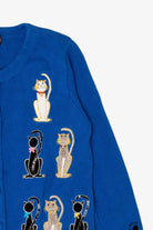 Vintage Blue Berek Cats Cardigan Sweater (1990s)