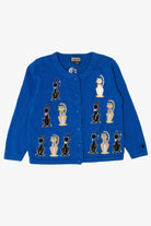Vintage Blue Berek Cats Cardigan Sweater (1990s)