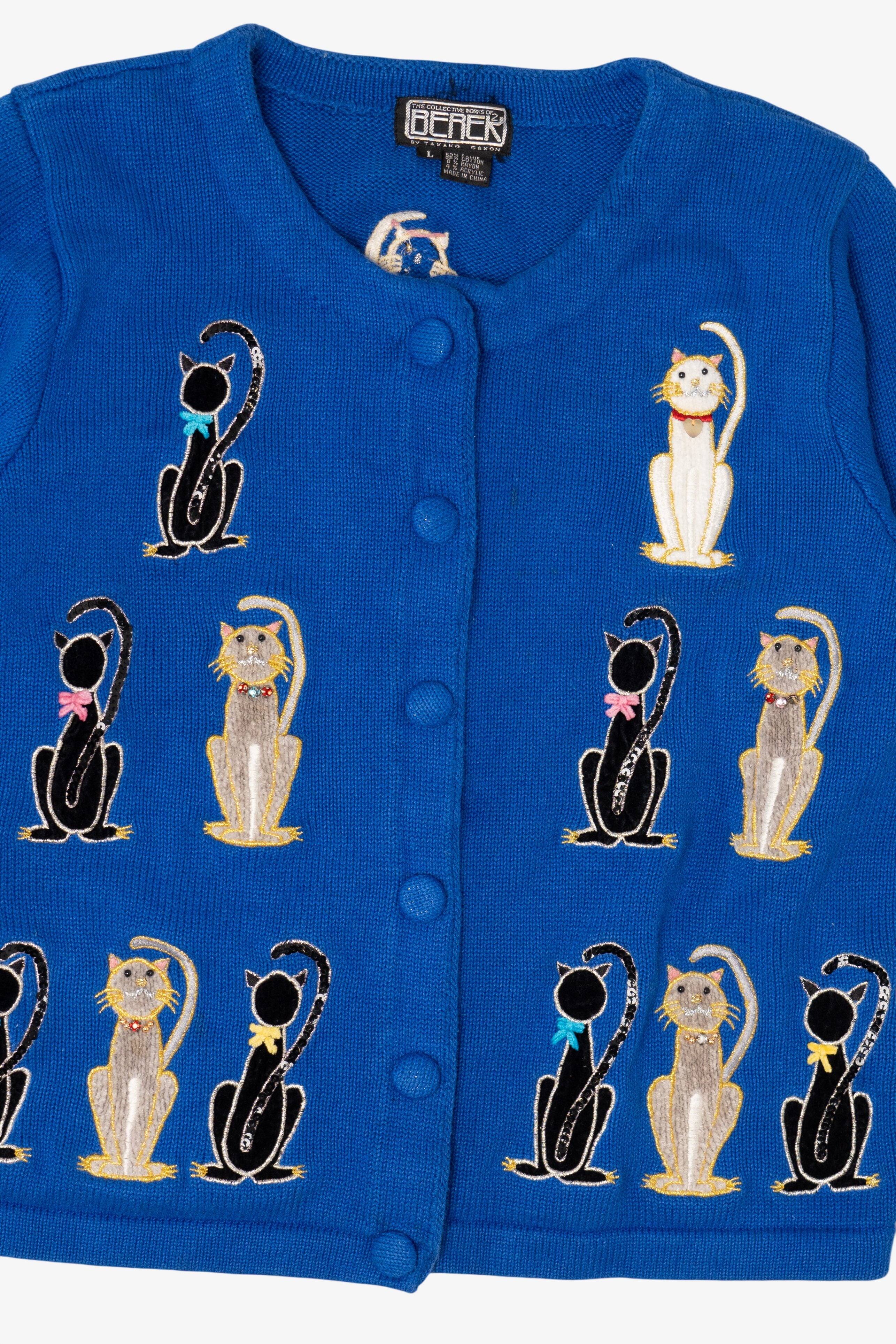 Vintage Blue Berek Cats Cardigan Sweater (1990s) – Ragstock
