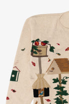 Vintage Beige Woolrich Birdhouses Cardigan Sweater (1990s)