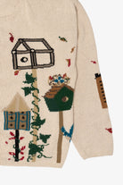 Vintage Beige Woolrich Birdhouses Cardigan Sweater (1990s)
