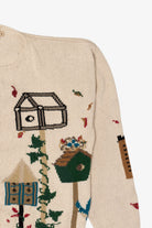 Vintage Beige Woolrich Birdhouses Cardigan Sweater (1990s)