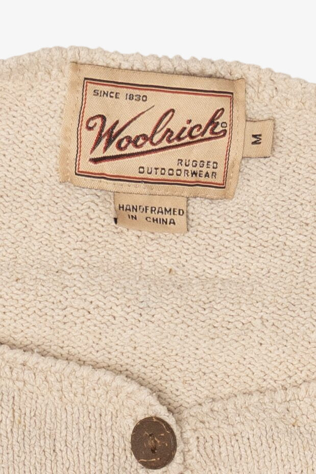 Vintage Beige Woolrich Birdhouses Cardigan Sweater (1990s)